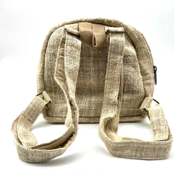 Hemp Mini Backpack Natural Hemp Color - Picture 3 of 4